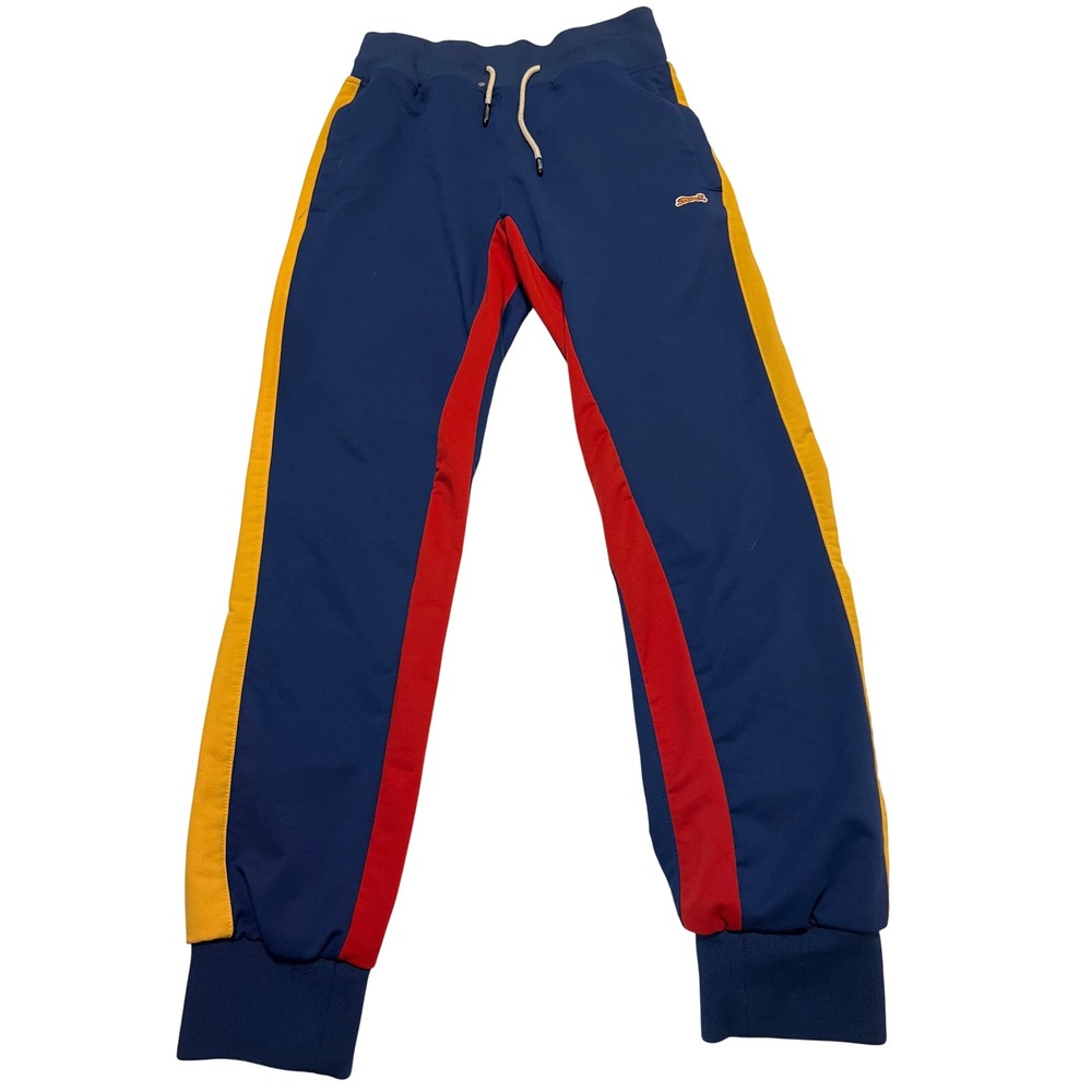 Le Tigre Collection Mens Small Blue Colorblock Joggers Yellow Red Stripe Pants